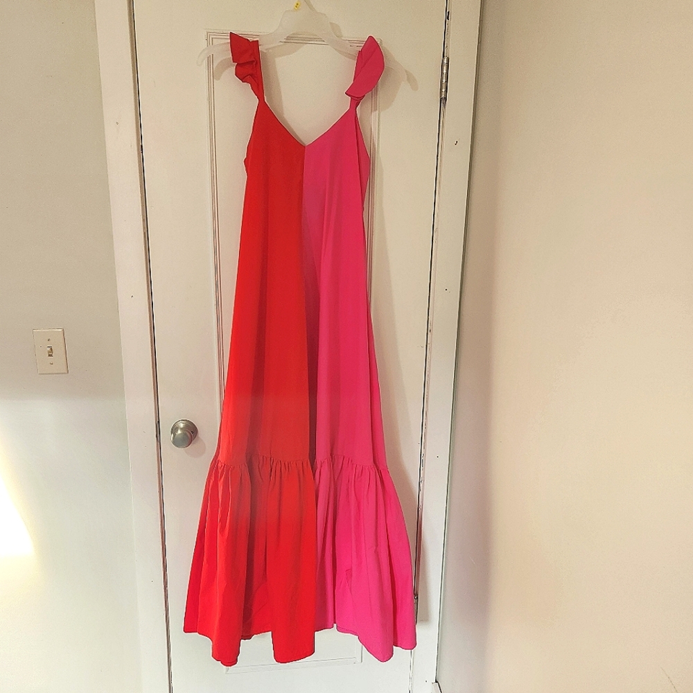 Forever Amelia Red and Pink Ruffle Dress